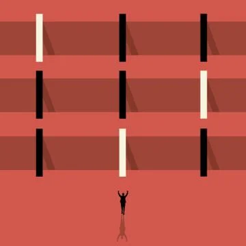 Business concept. The way to solve problems. businessman looking into the Stock Illustration