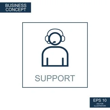 Business concept, web icon from thin lines. Support - Vector Stock Illustration