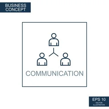 Business concept, web icon from thin lines. Communication - Vector Stock Illustration