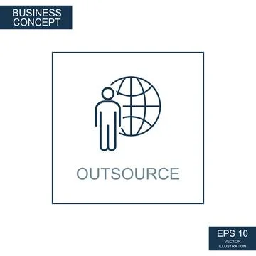 Business concept, web icon from thin lines. Outsource - Vector イラスト素材