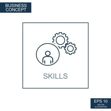 Business concept, web icon from thin lines. Skill - Vector Stock Illustration