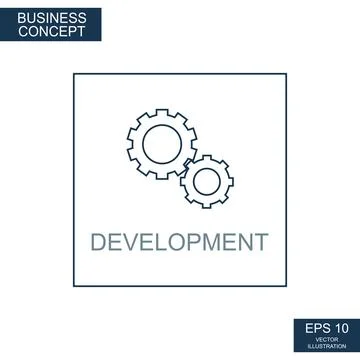 Business concept, web icon from thin lines. Development - Vector Illustrazione stock