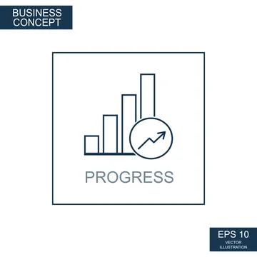 Business concept, web icon from thin lines. Progress - Vector Stock Illustration