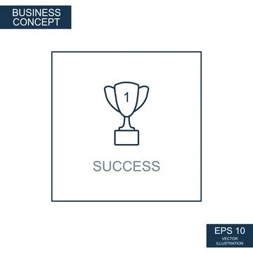 Business concept, web icon from thin lines. Success - Vector Stock Illustration