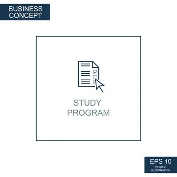 Business concept, web icon from thin lines. Learning Program - Vector Illustrazione stock