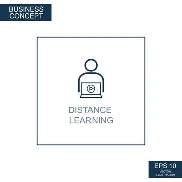 Business concept, web icon from thin lines. Distance Learning - Vector Stockillustratie