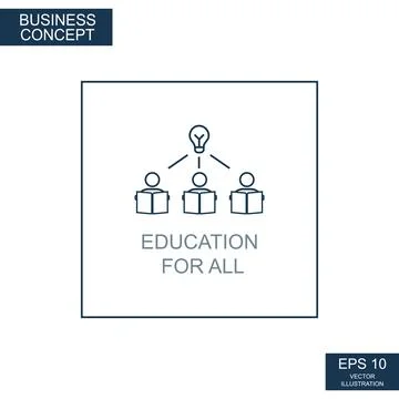 Business concept, web icon from thin lines. Education for all - Vector Stock Illustration