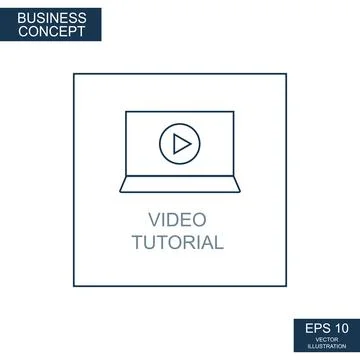 Business concept, web icon from thin lines. Video tutorial - Vector Stock Illustration