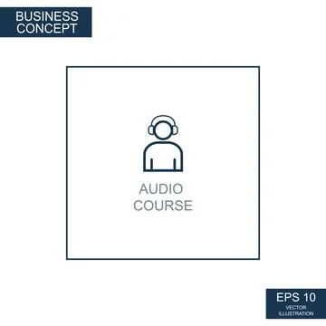 Business concept, web icon from thin lines. Audio course - Vector Stockillustratie