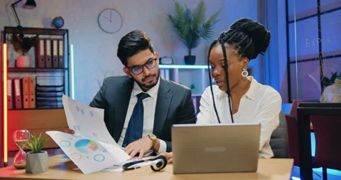 Business concept where good-looking confident responsible diverse male and Video stock 166706345