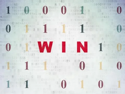 Business concept: Win on Digital Data Paper background 스톡 일러스트