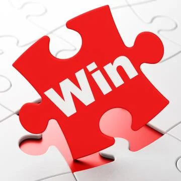 Business concept: Win on puzzle background Stockillustratie