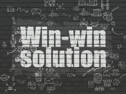 Business concept: Win-win Solution on wall background 스톡 일러스트
