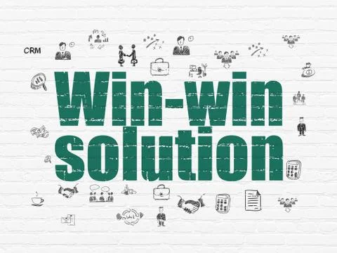 Business concept: Win-win Solution on wall background Stock Illustration
