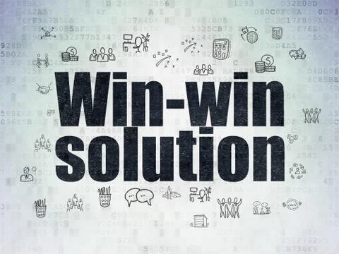 Business concept: Win-win Solution on Digital Data Paper background Illustrazione stock