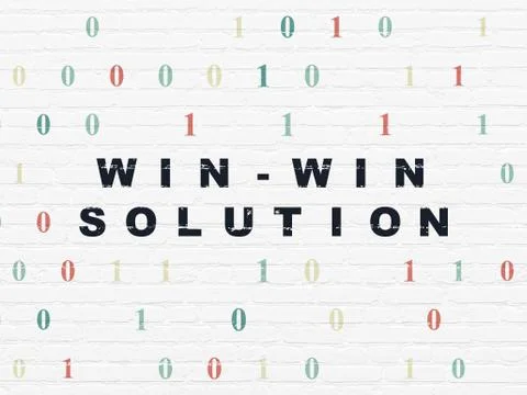 Business concept: Win-win Solution on wall background 스톡 일러스트