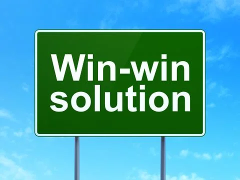 Business concept: Win-win Solution on road sign background イラスト素材