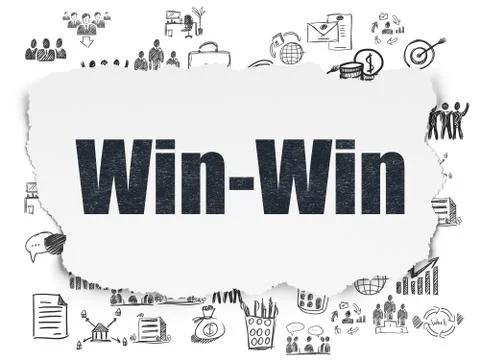 Business concept: Win-Win on Torn Paper background 스톡 일러스트