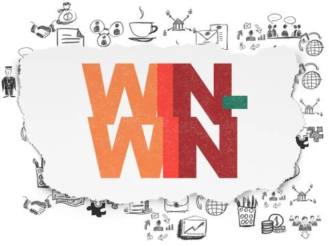 Business concept: Win-Win on Torn Paper background Stock Illustration