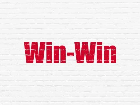 Business concept: Win-Win on wall background 스톡 일러스트