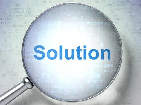 Business concept: word Solution with optical glass Illustrazione stock