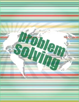 Business concept: words problem solving on digital screen Illustrazione stock
