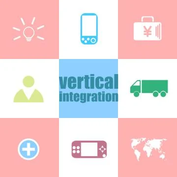Business concept. words Vertical Integration . Infographic dashboard ui inter Illustrazione stock