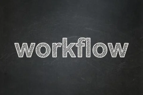 Business concept: Workflow on chalkboard background Stock Illustration