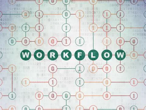 Business concept: Workflow on Digital Data Paper background Stock Illustration