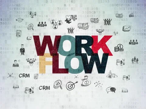 Business concept: Workflow on Digital Data Paper background Stock Illustration