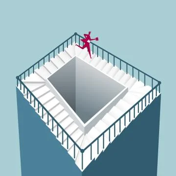 Business concept. Wrong building structure. Isolated on blue background. Ilustración de archivo