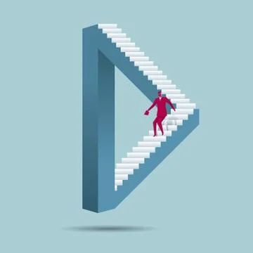 Business concept. Wrong building structure. Isolated on blue background. Ilustración de archivo