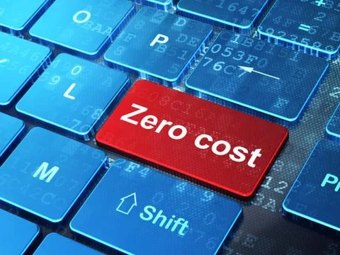 Business concept: Zero cost on computer keyboard background Illustrazione stock