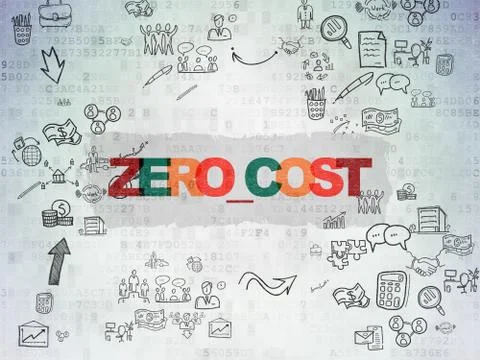 Business concept: Zero cost on Digital Paper background Stock Illustration