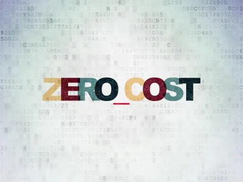 Business concept: Zero cost on Digital Data Paper background Stock Illustration