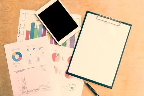 Business concepts about data analysis, charts and graphs showing work results Stock Photos