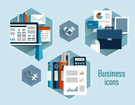Business concepts set Illustrazione stock