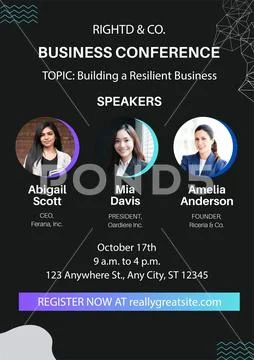 Business conference featuring expert speakers and networking opportunities PSD Template