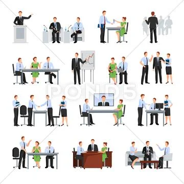Business Conference Icons Set Stock Illustration