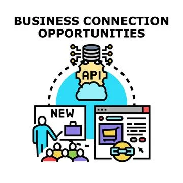 Business connection opportunities using api development process Stockillustratie