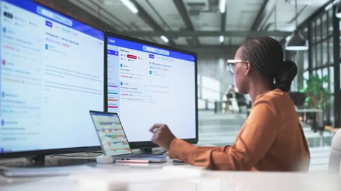 Business Consultant Efficiently Manages Client Emails Stock Footage 339184311