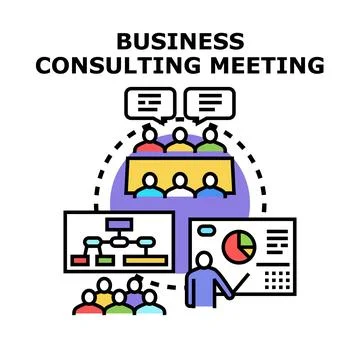Business consulting meeting analyzing data and collaborating Stock Illustration