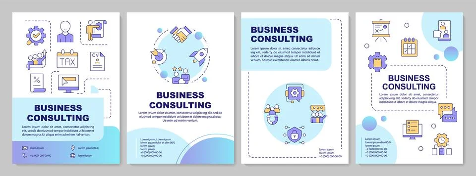 Business consulting process blue gradient brochure layout Stock Illustration