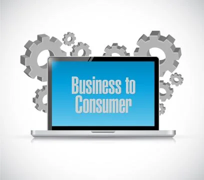 Business to consumer tech computer sign concept Illustrazione stock