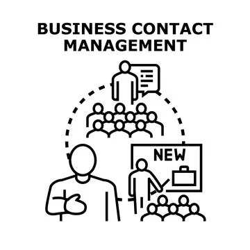 Business contact management improving client relationship strategies Stock Illustration