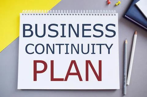 Business Continuity Plan text written in Notebook.Conceptual photo creating s Stock Photos