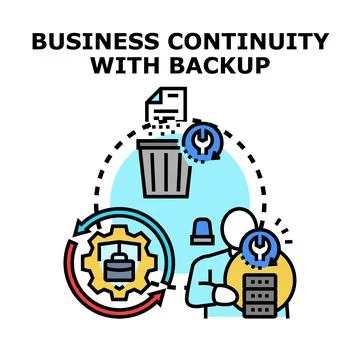 Business continuity planning with backup and data recovery Stock Illustration