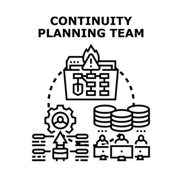 Business continuity planning team analyzing crisis management Illustrazione stock