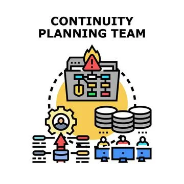 Business continuity planning team analyzing crisis management Stock Illustration