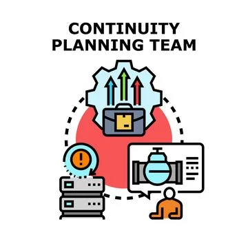 Business continuity planning team managing data crisis recovery Stock Illustration